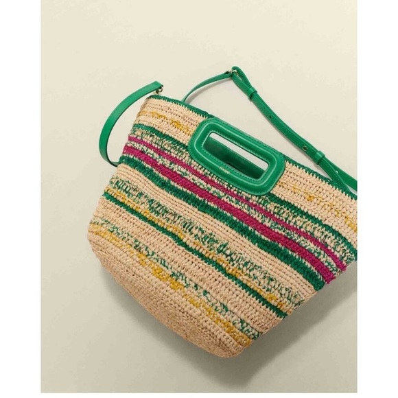 NEW Maje Mini Striped Raffia Bag - Picture 5 of 16